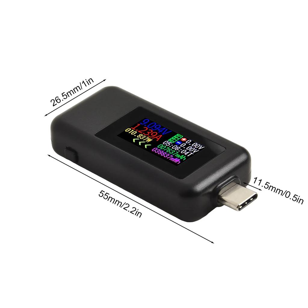 Digital Voltage Tester Multimeter with Color Display for Type C Connections Accurate Measurement of Voltage Current and Power