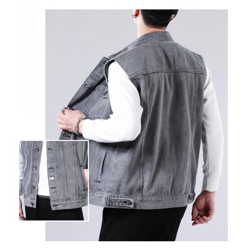 Men's Spring and Autumn Vintage Denim Vest Sleeveless Large Size Vests