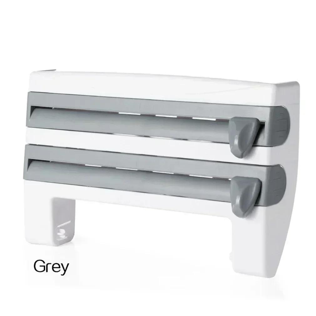 4in1 Plastic Aluminum Foil Dispenser Tissue Spice Storage As Sorting Rack Fresh-keeping Film Cutting Supplies Kitchen Accessorie