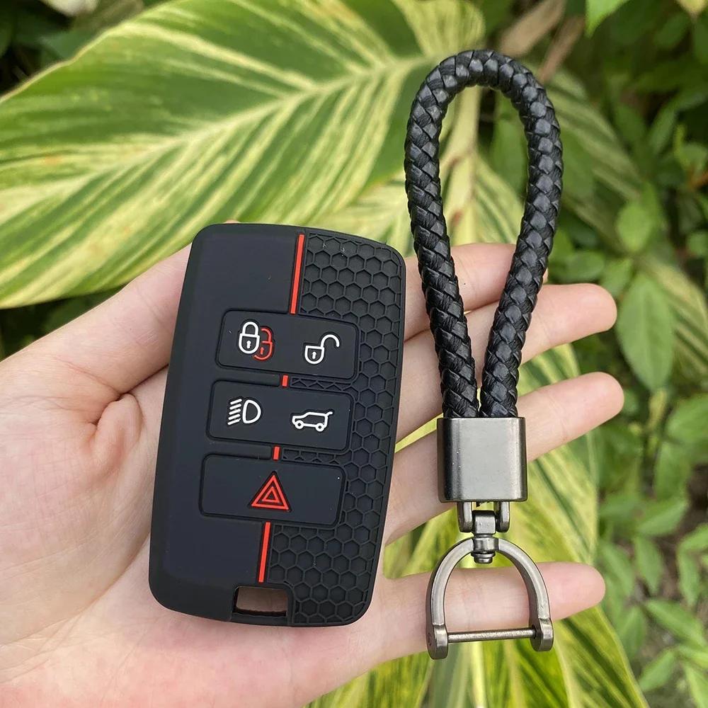 Silicone Car Key Cover Case for Land Rover Range Rover Sport Velar Evoque Freelander2 Discovery Jaguar XF XJ XJL XE Keychain Set