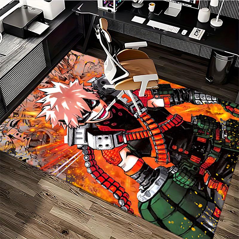 1 Stück Boku no Hero Academia Bakugo Katsuki Anime Cartoon Design Bürostuhlmatte Rutschfeste Teppich für Heimdekoration, Wohnzimmer, Schlafzimmer, Spielzimmer, Geburts