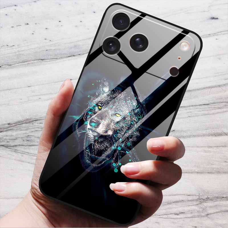 Cute Case For iPhone 17 Pro Plus Capa 17 Pro Max Bumper Luxury Tempered Glass Hard Back Cover iPhone17 Air Funda Animal Patterns