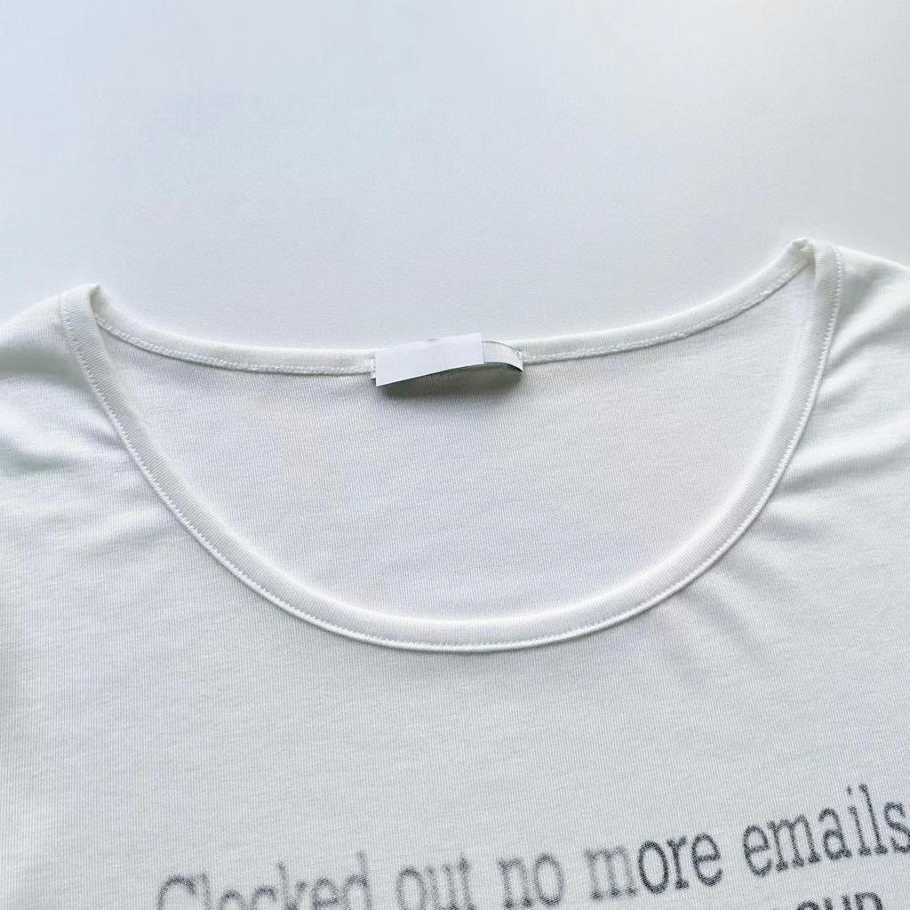 New Style American Spicy Girl Letter Print Sheer Long Sleeve T-shirt