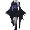 Medieval Vampire Cosplay Costume Women Sexy Slim Gothic Black Dress Vintage Bat Sleeve Witch Halloween Carnival Party Dresses