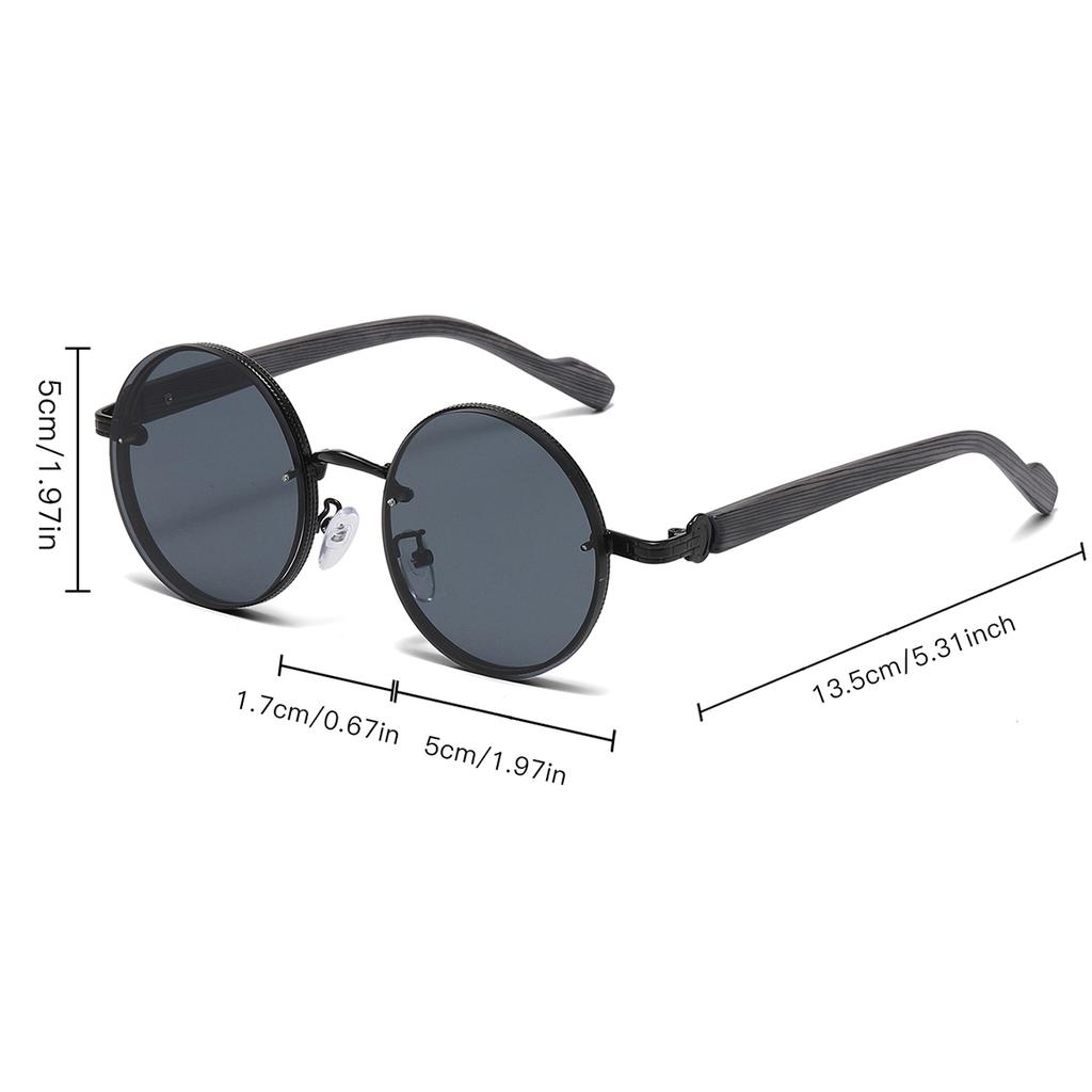 Individuality Anti-glare Sunglasses American Classic Metal Round Frame Sunglasses Punk Metal Wooden Leg Women's Sunglasses Men's Sunglasses