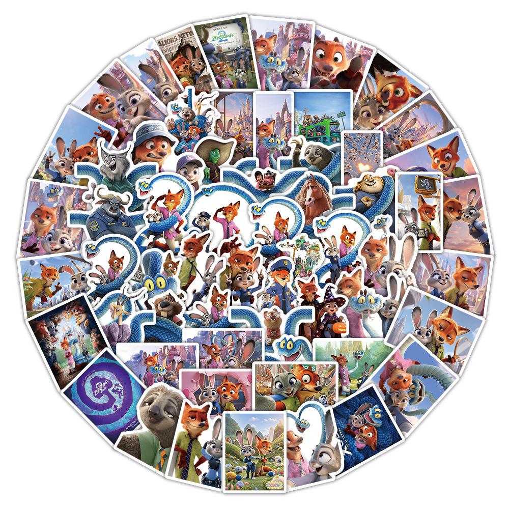65PCS Rabbit Police Officer Mr. Fox Zootopia 2 Sticker Scrapbook DIY Laptop Guitar Car Bike Skateboard Graffiti Toy