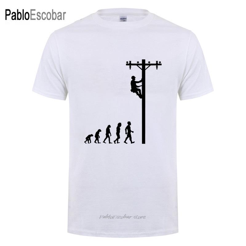 Evolution Of Lineman TShirt Funny Birthday Gift For Electrician Men Dad Papa Father Husband Short Sleeve O Neck Cotton T Shirt