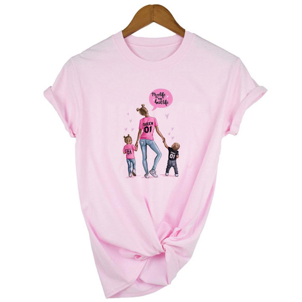 Super Mama Mom Of Girls Mommys Girl T Shirt Women Mothers Love Mom Life White Pink