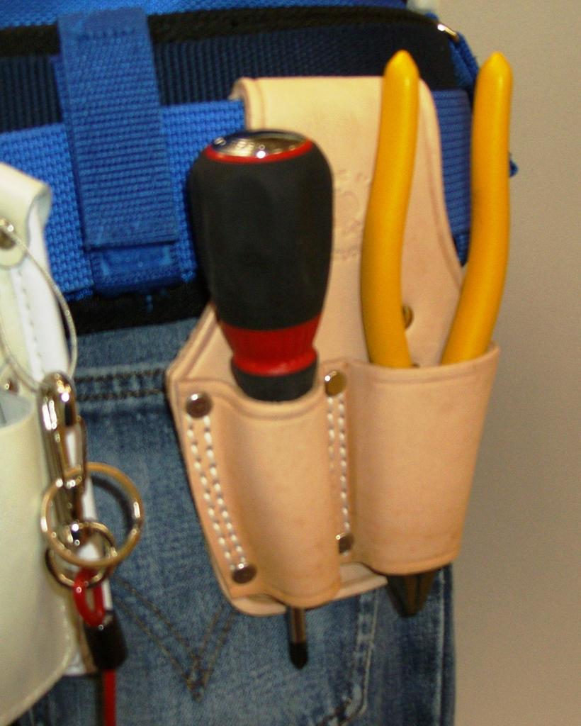 KOZUCHI Tanned Leather Pliers Holder, 8-inch, 2-Piece Set, Double-Stitched, Embossed, SP-12