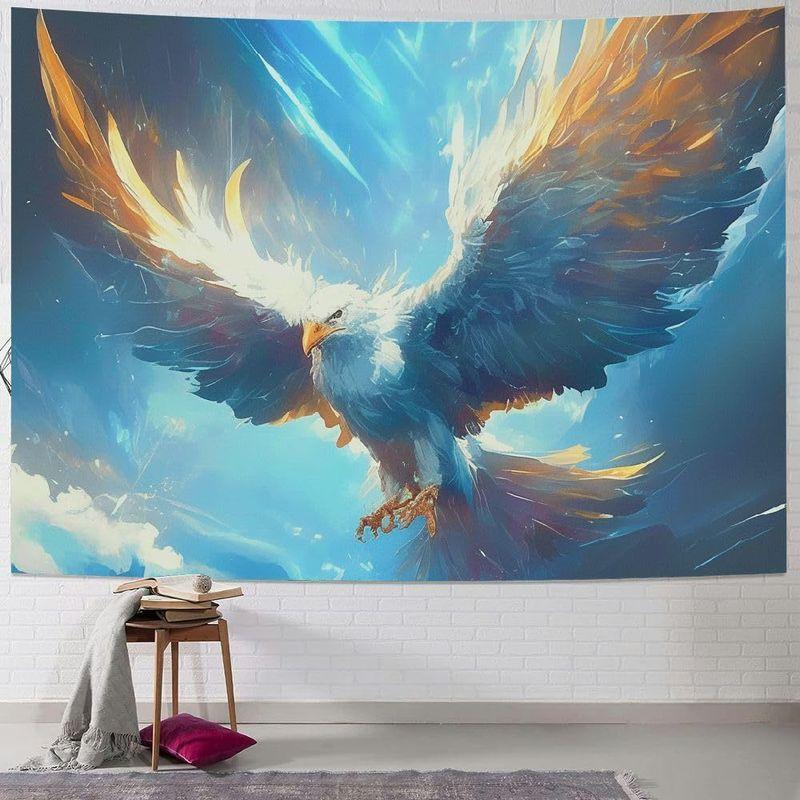 Eagle Sky Galaxy Landscape Tapestry, Polyester Nature Aesthetic Wall Hanging, Bedroom Dorm Room Home Decor, Gift