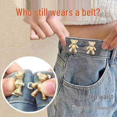 Little Bear Adjustable Waist-Cincher Jeans Button – No-Sew Detachable Buckle for Tailored Fit