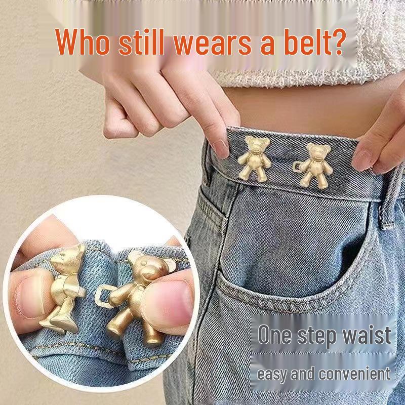 Little Bear Adjustable Waist-Cincher Jeans Button – No-Sew Detachable Buckle for Tailored Fit