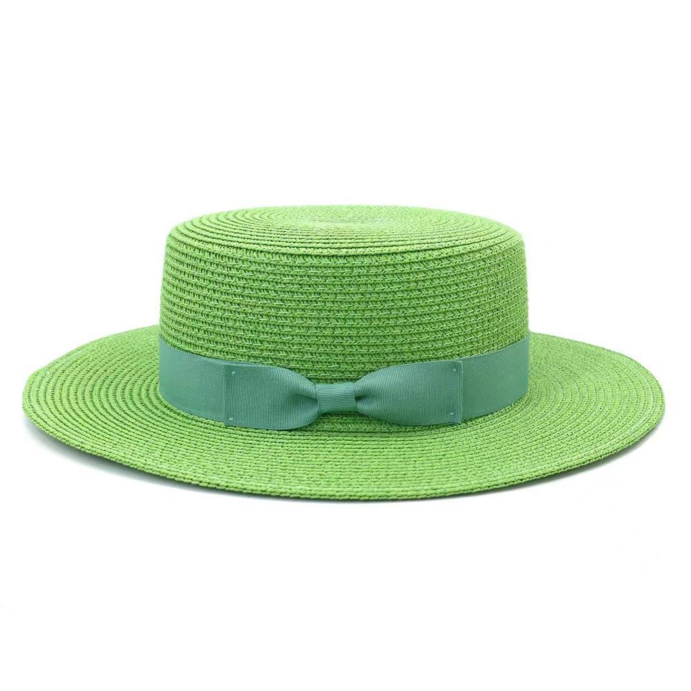 Men and women's new outdoor seaside sunshade bow big eaves flat top straw hat beach stage top hat