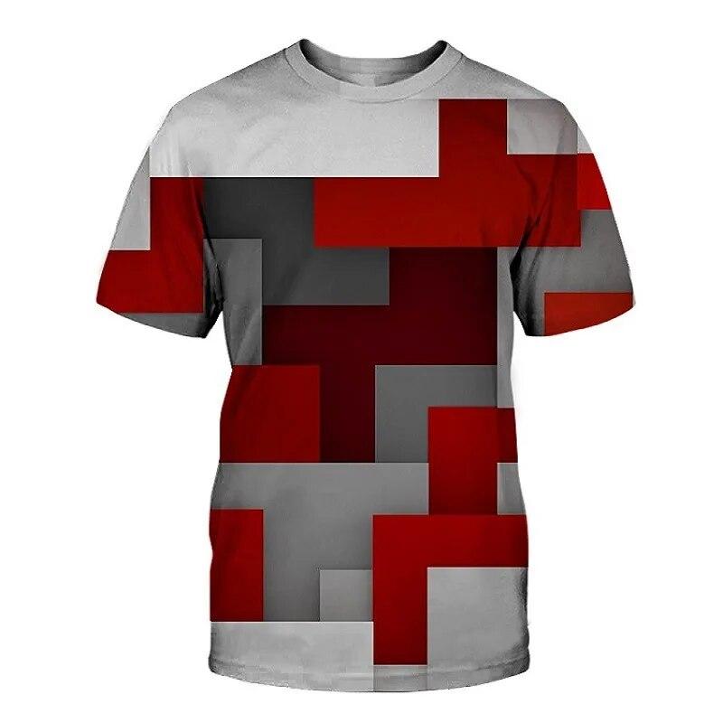 Fashion Hot Summer 3D Geometric Creativity Pattern T Shirt for Men and Women Casual Handsome Print Shirt Trend Harajuku Hip Hop Plus Size Tops