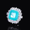 Jewelry Copper Bottom Gold-Plated Wind Imitation Emerald Paraiba Square 18 * 18 Temperament Ring