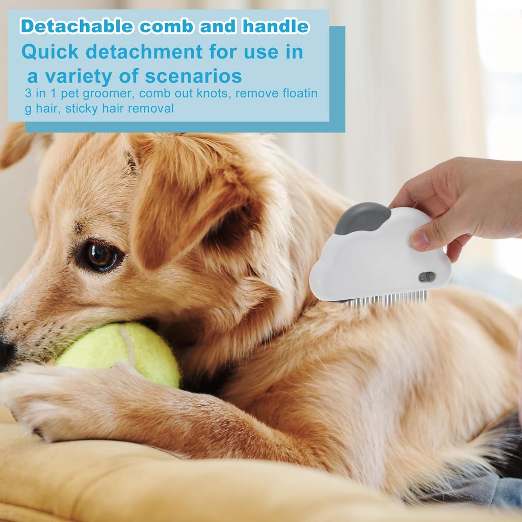 GLIDESMOOTH Cat Cat Undercoat Cat Hair Removal Curved Comb Cat Detangler Pet Hair Removal Tool for Gray and White 3-in-1 Brush, Rake, Brush, Brush,