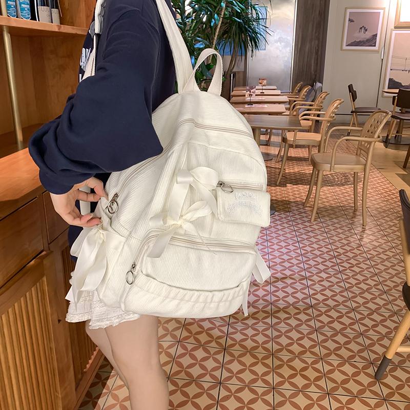 Student Schoolbag Women's Corduroy Backpack Large Capacity Backpack