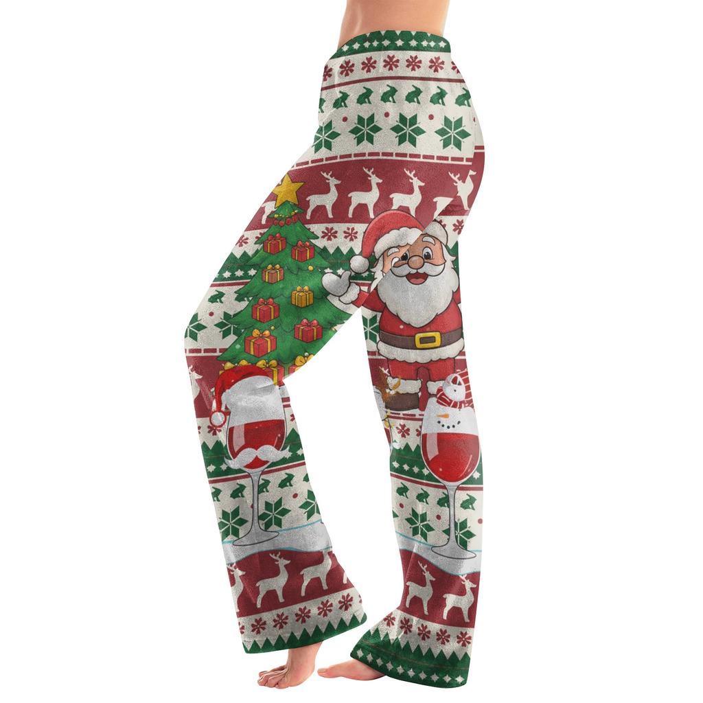 Women's Christmas Print Pants Casual Bottoms for Winter Holiday
