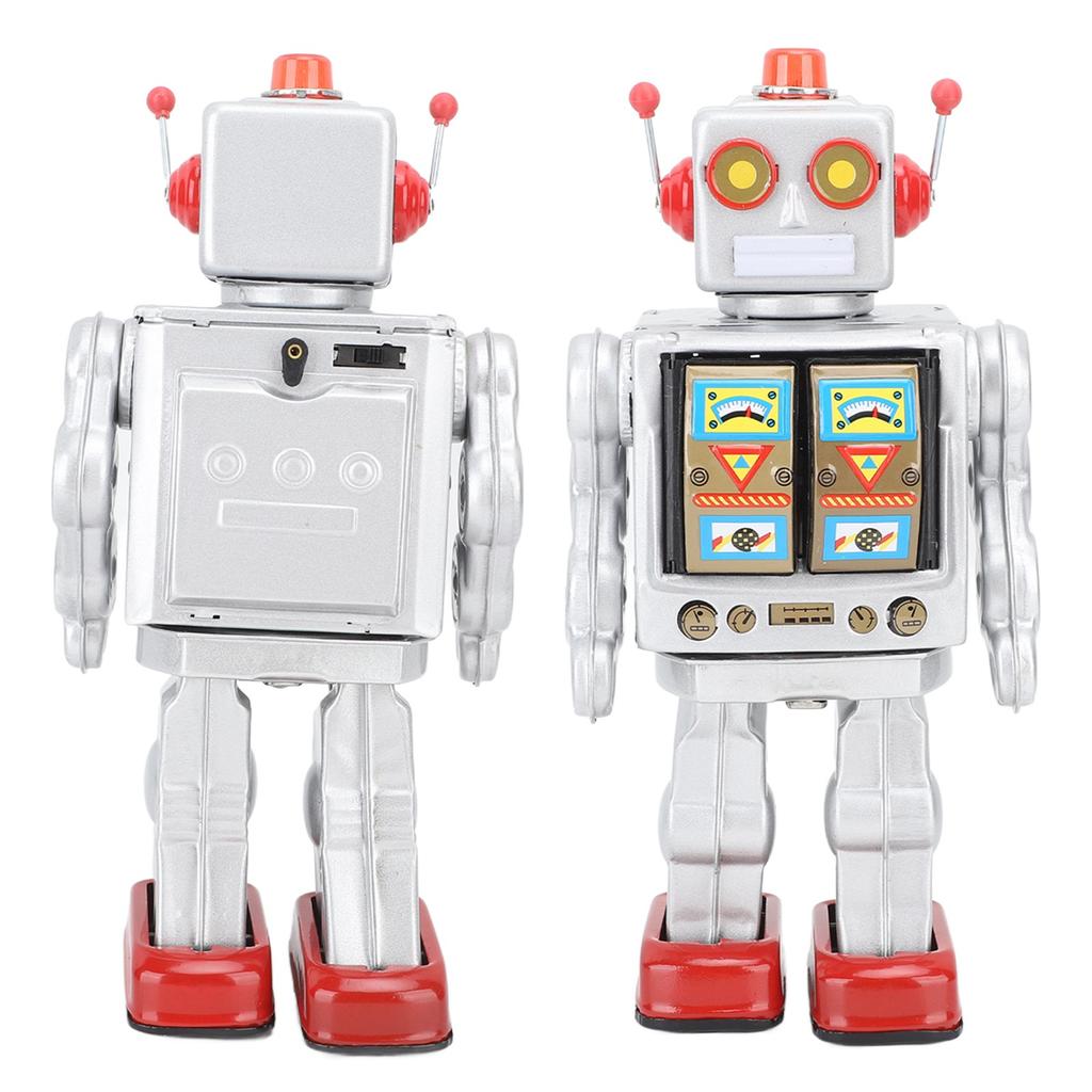 Metal Tin Robot Toy Retro Electric Rotating Figures Model Adult Collection Kids Gift
