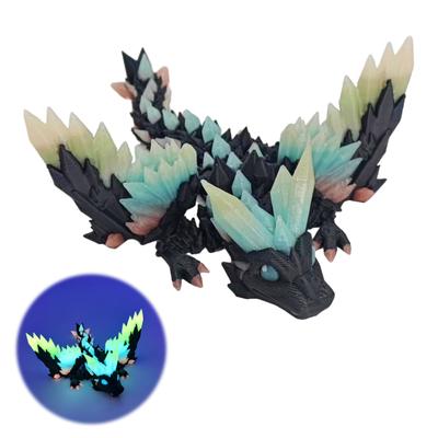 3D-gedruckte Drachenfigur Leuchtet im Dunkeln Fliegender Drache Fidget-Spielzeug mit beweglichen Gelenken Leuchtende Gelenkige Drachendekoration Zierstück