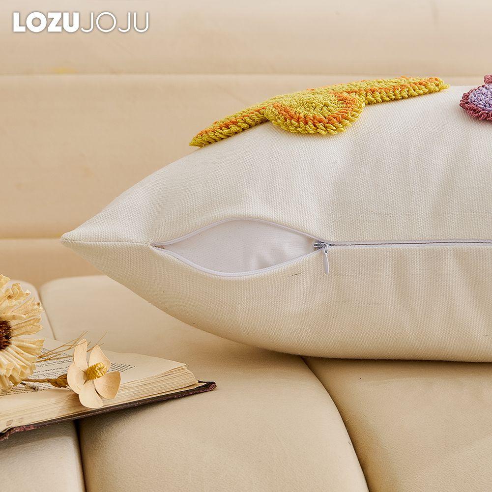 1PC LOZUJOJU Modern Cute Cartoon Design Plush Embroidered Pillowcase Children's Cushion Cover for Sofa Living Room Bedroom Home Decor