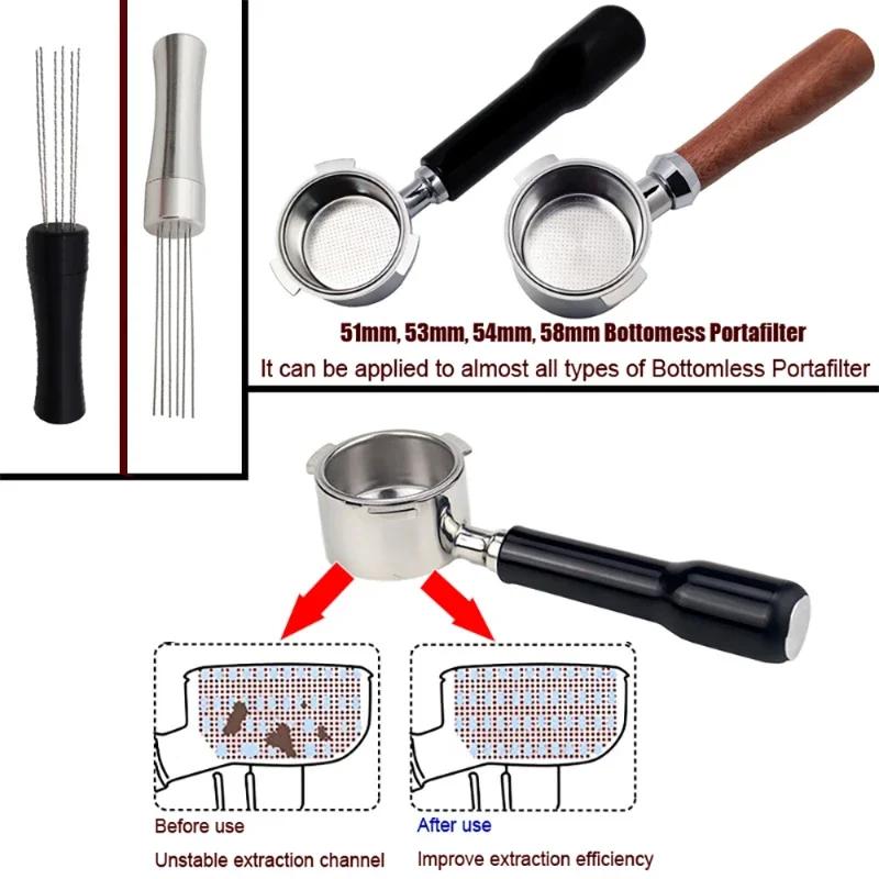 Professional Aluminum WDT Coffee Stirring Needle 6 Prong Tool for Espresso Machine Portafilter Coffee Powder Distributor