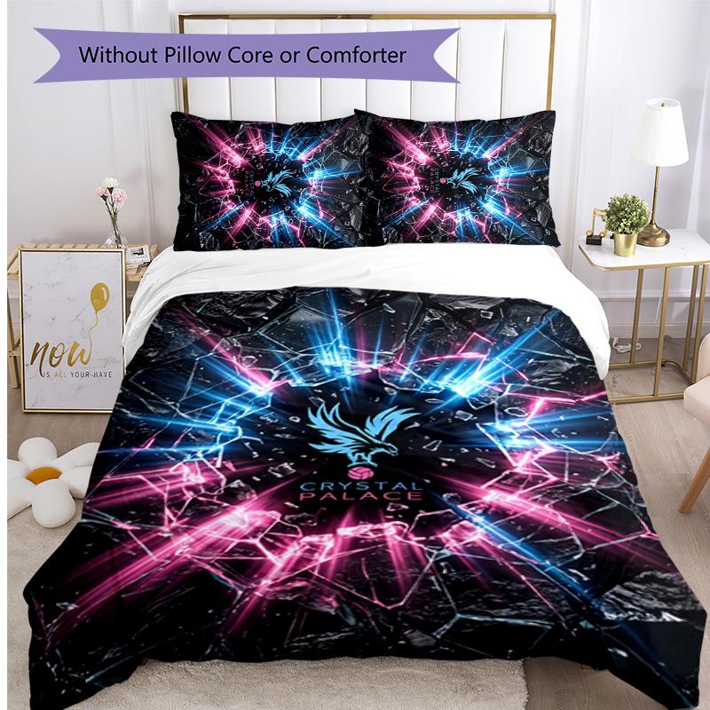 Crystal Palace Football Printed 3 Pieces Bedding Set, Comfortable Skin Friendly Bedroom Duvet Cover Set