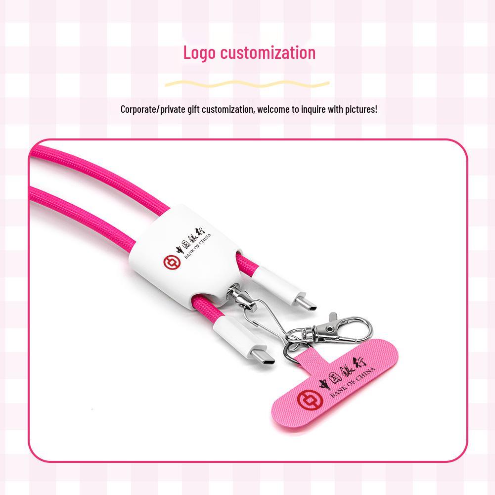 Custom Logo Multi-Function Sling Lanyard: 4-in-1 Fast-Charging Crossbody Data Cable