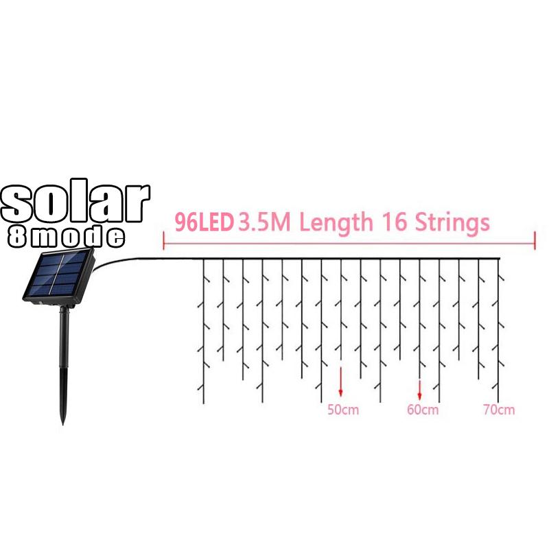 Ghirlandă Solară Luminoasă Tip Țurțuri 3.5M Decor Streșină Exterior Lumini Șir Zână Nuntă Petrecere Crăciun Decor Scări Ghirlande Grădină