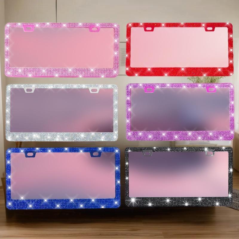 NEW 1/2PCS 31*16cm Bling Crystal License Plate Frame Women Rhinestone Car License Plate Frame Cover Holder Car Accessories