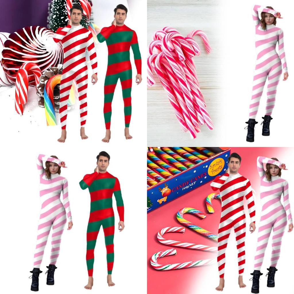 Vibrant Red And White Christmas Candy Stripe Bodysuit Perfect For Cosplay Events