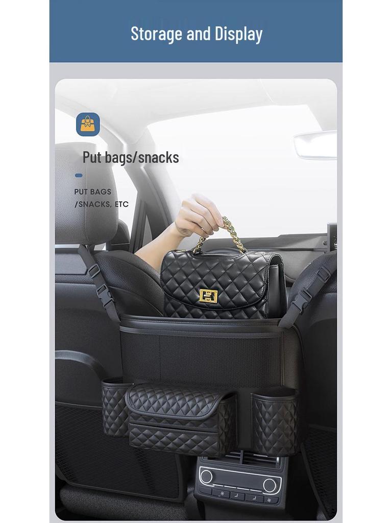 Organizér do mezery a na zadní stranu autosedačky z Nappa kůže: Multifunkční úložný vak