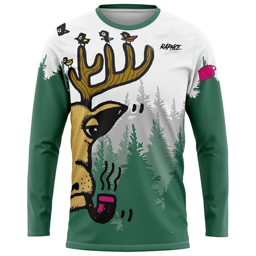 Men's Cycling Jersey UV Protection Mountain Bike T-Shirt MTB Cycling Jersey Off-road BMX Motocross Cycling Jersey Bicycle Long S