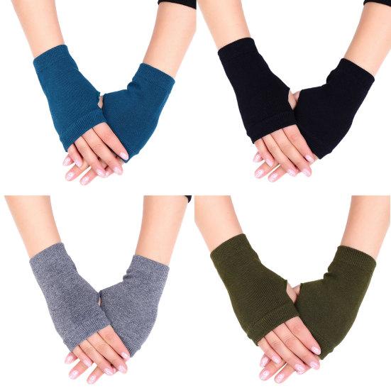 Winter Men Women Solid Color Half Finger Knitted Mitten Warmer Gloves Wrist Wrap