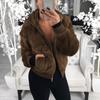 Women's Fashion Casual Hooded  Zipper Prokets Solid Long Sleeve Plush Coat