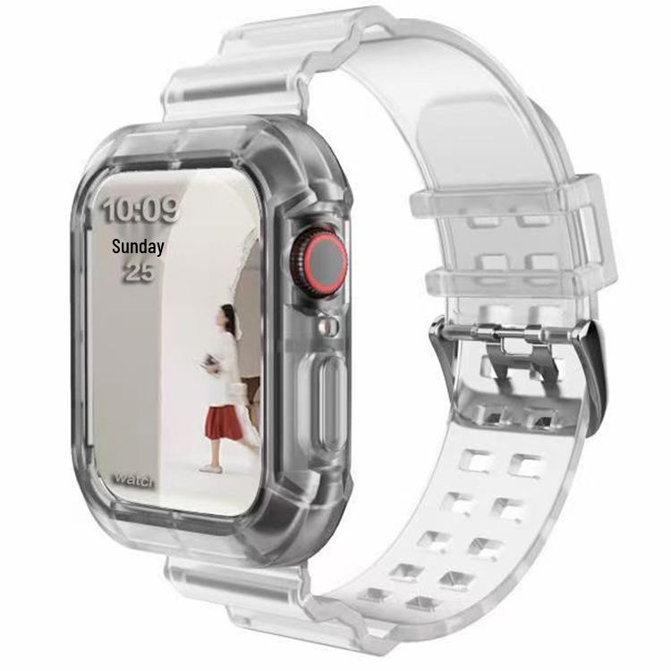 Transparent Glacier Replacement Strap with Integrated Protective Case for Apple Watch Series 7/SE/6