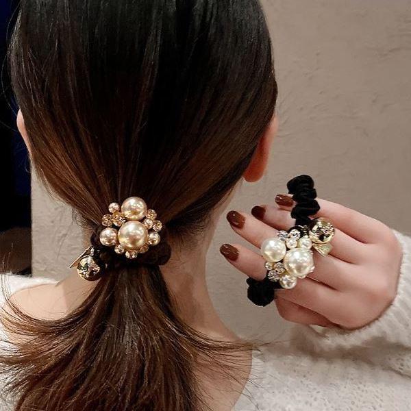 2024 Korean Style Dongdaemun Pearl Flower Hair Tie - Versatile Women's Headwear