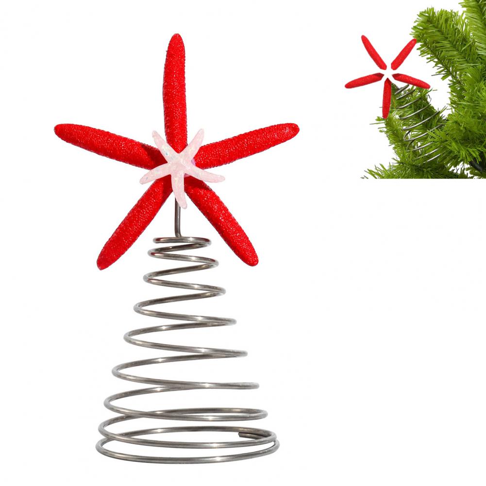 Starfish Tree Topper Christmas Tree Starfish Decoration Starfish Christmas Tree Topper with Metal Spiral for Festive Holiday