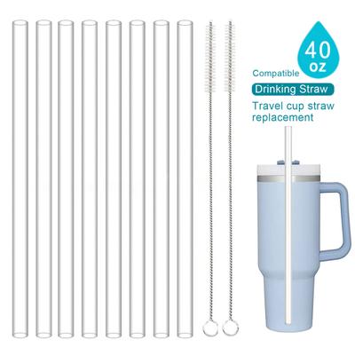 1 Set Drinking Straws with Cleaning Brushes Food Grade BPA Free Heat-Resistant Reusable Water Cup Clear Straws Kit
