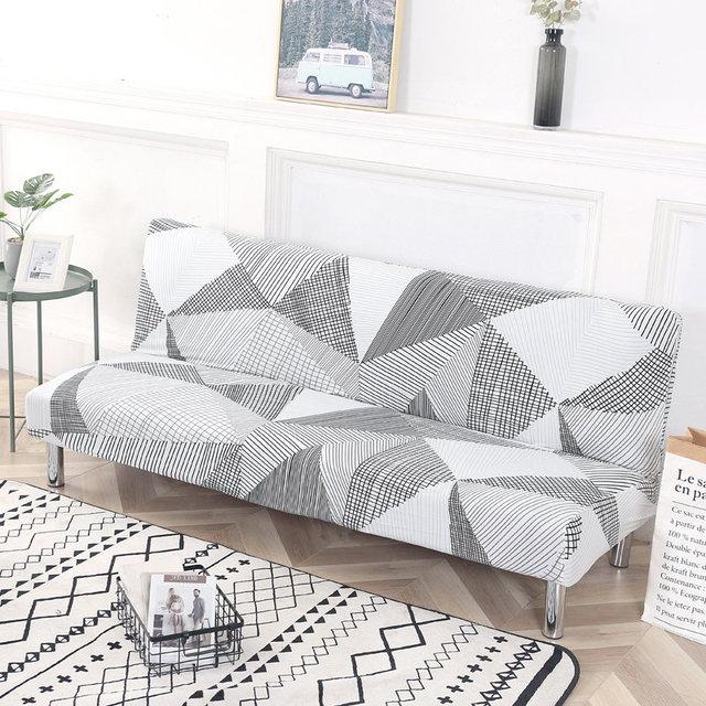 Folding Sofa Furniture Bed Cover Sofa Protective Covers Spandex Stretch Elastic Material Double Chair Cover Slipcovers Living Space Geometric Print