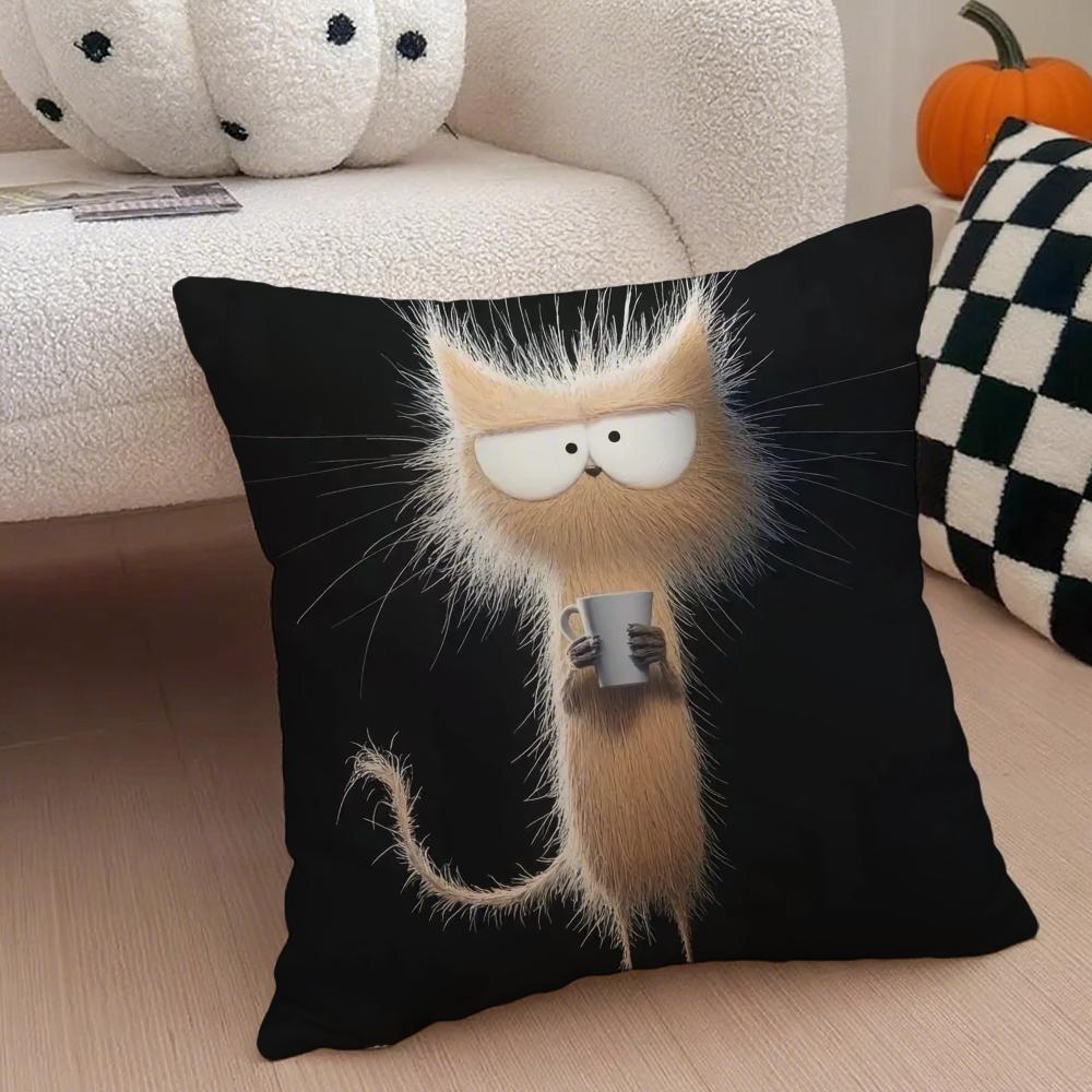 Fashion cute lovely funny black cats Cushion Cover Throw Pillow Cover Hidden Button Durable Polyester Chair Cushion
