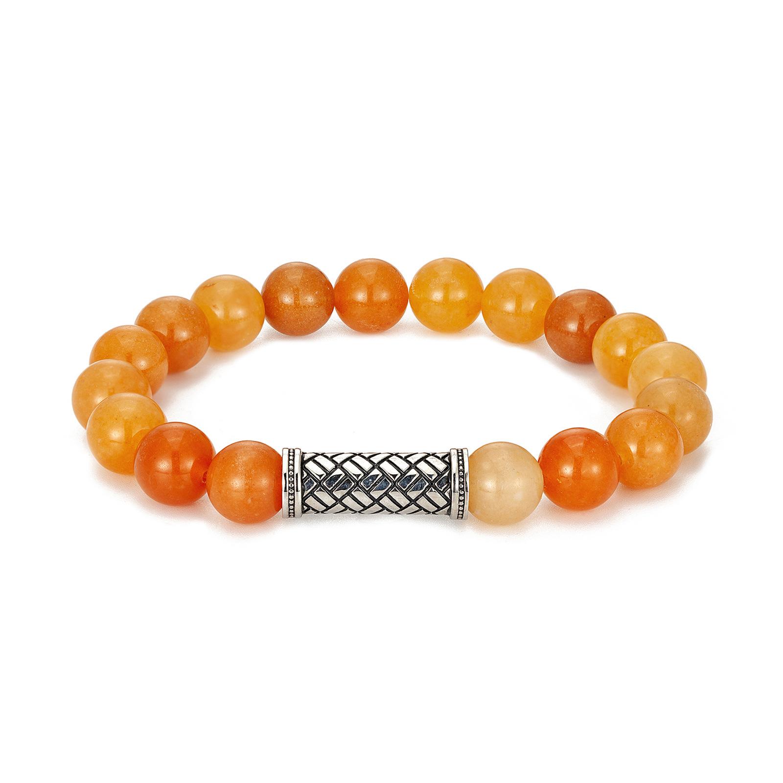 Couple Stainless Steel Buckle 8MM Natural White Turquoise Bracelet Weathered Onyx Beaded Bracelet