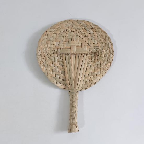 Handmade Weaving Fan Natural Bamboo Raffia Hand Fan Chinese Style Woven Palm Leaf Handheld Fan Summer Cooling Fan Wedding Party Decoration