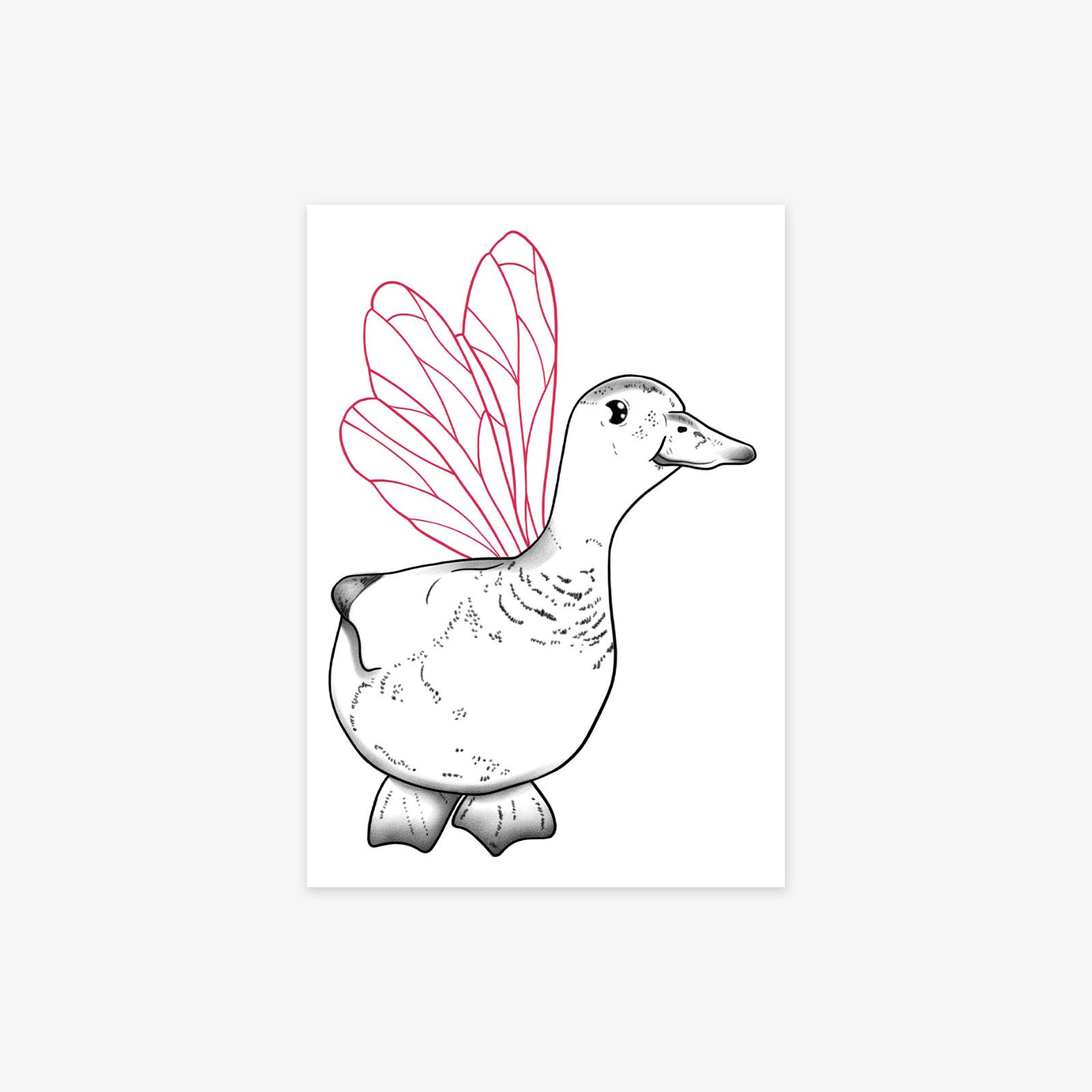 

Cute Stick Figure Duck Tattoo Sticker Dopamine Niche Simple Tattoo Sticker 7*10