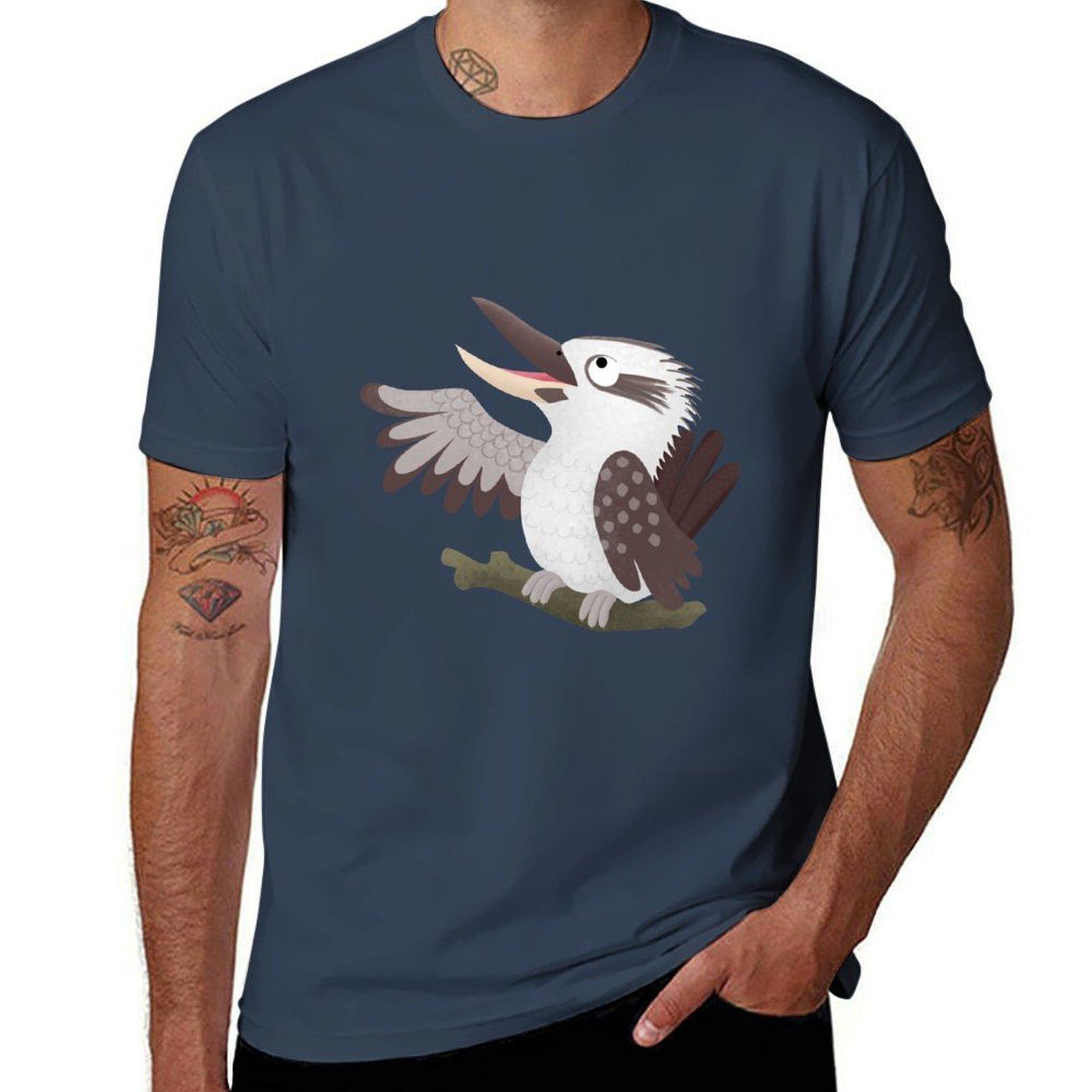 Cute Funny Laughing Kookaburra Cartoon Tshirt Big Size Simple Tshirt S