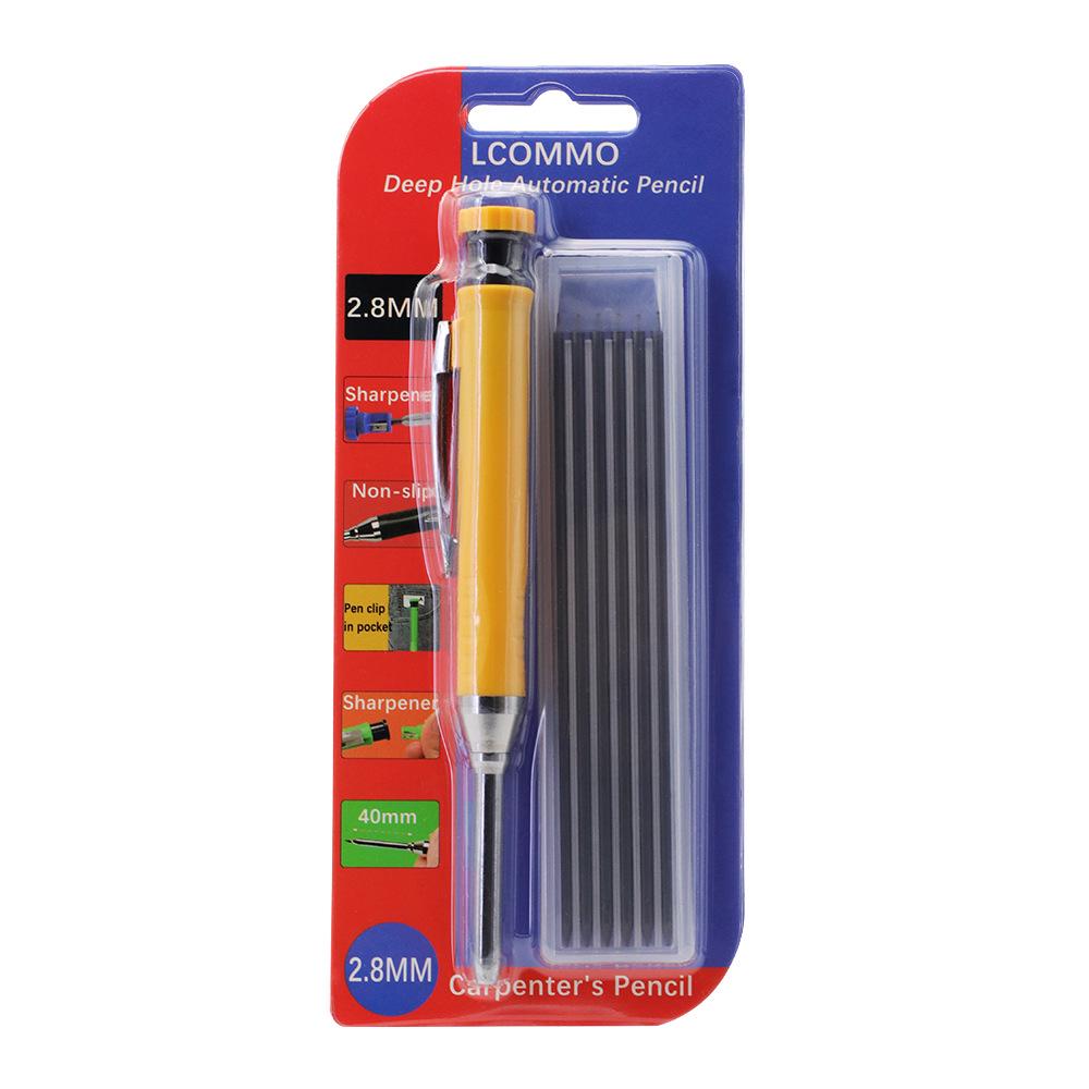Professional Long-Head Metal Woodworking Pencil with 2.8mm Graphite Lead