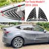 Yubao 2PCS/Set ABS Carbon Fiber/Glossy Black Rear Side Window Louver-Style Trim Cover Stickers for Tesla Model Y 2019-2024