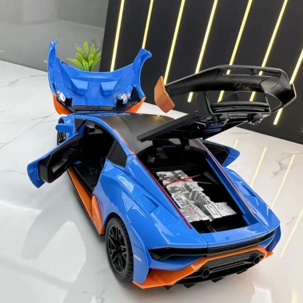 Alloy 1/24 Lambo Huracan STO Sport Car Model Diecast Toys Vehicles Sound and Light Voiture Miniature Collective Home Decoration