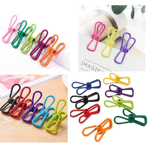 20 Pcs 2 Inch Black and White Chip Clips, PVC Coating High Elasticity Strength Steel Clothes P, Food Clips and Bag Clips