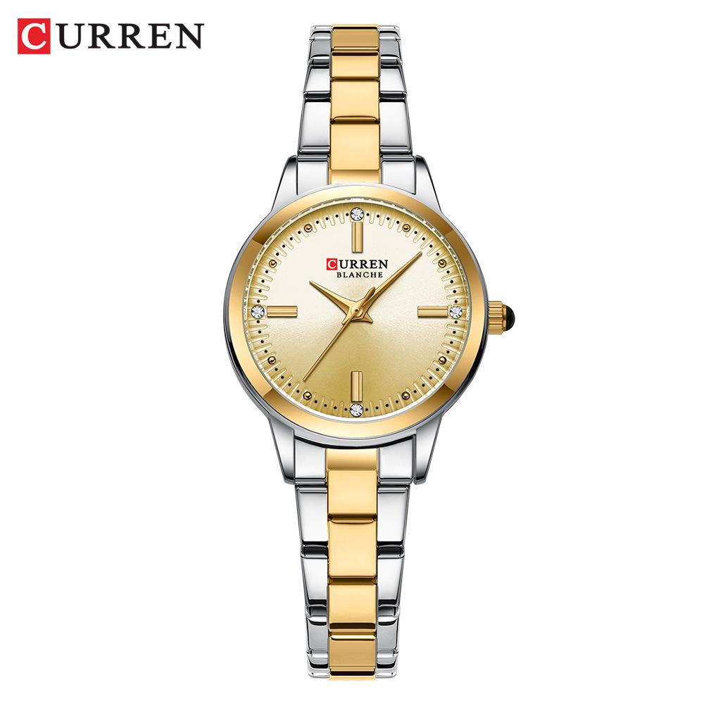 

CURREN 9094 Women s Waterproof Quartz Watch: Stainless Steel Strap, Korean Style with Rhinestone Accents.